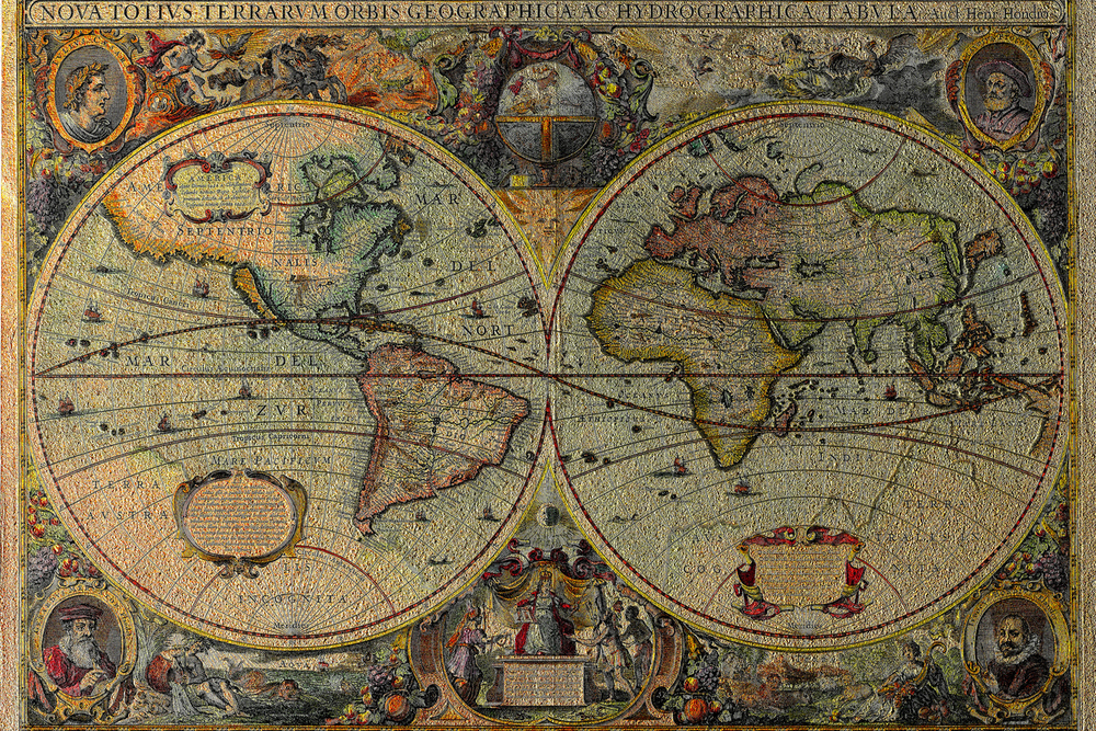 Alte Weltkarte von H. Hondius aus dem Jahr 1630